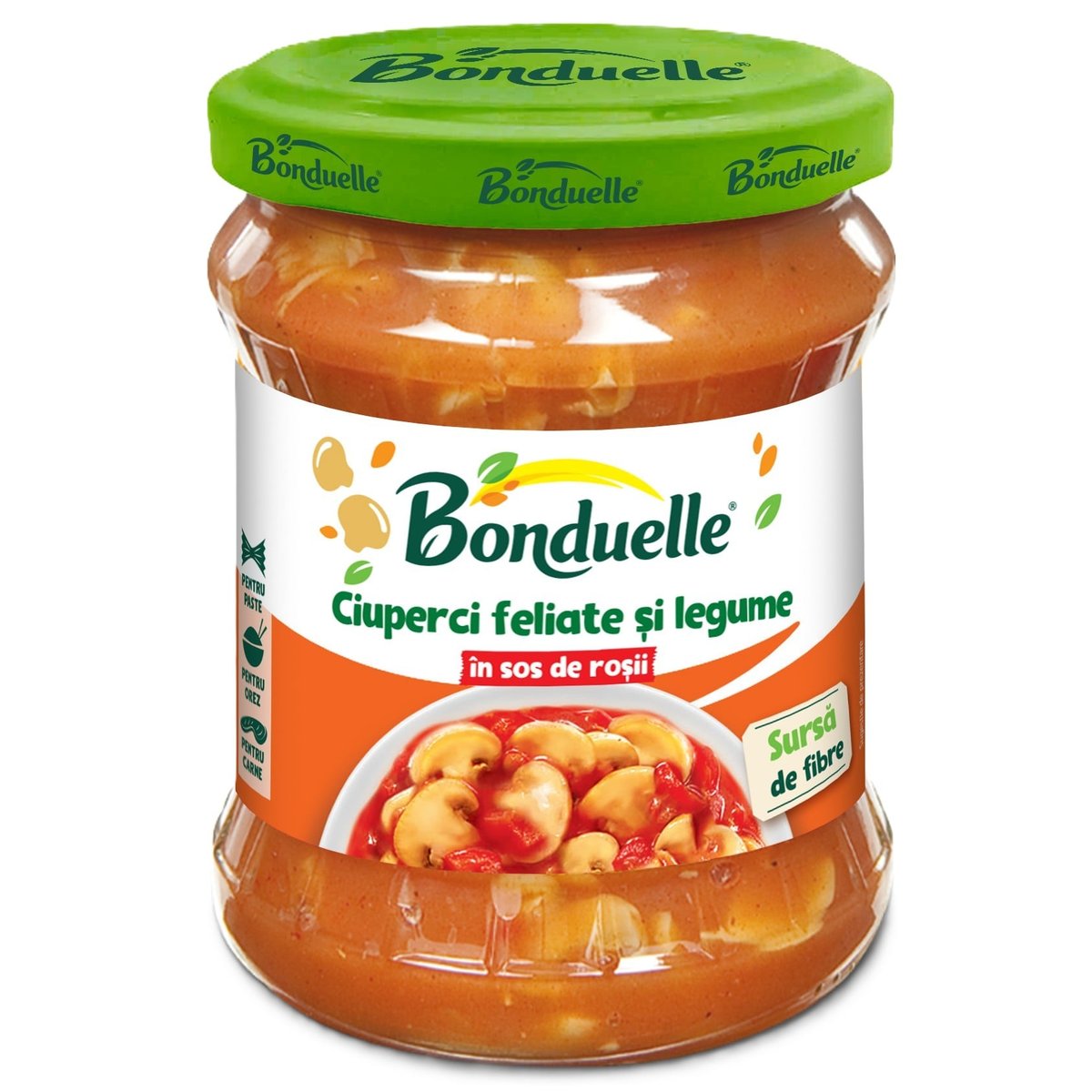 Bonduelle Ciuperci feliate si legume in sos de rosii