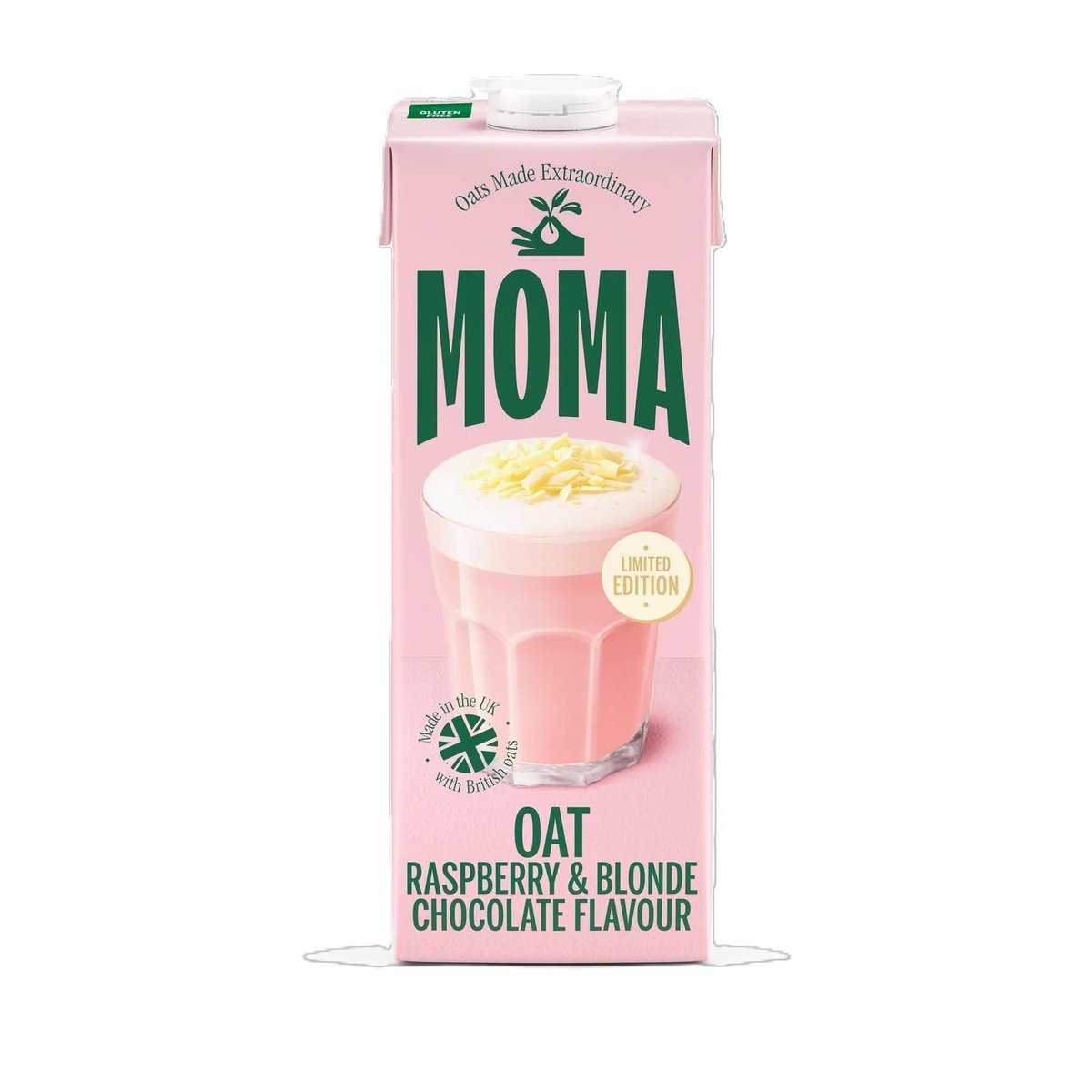 Moma Foods - Bautura vegetala din ovaz cu aroma de zmeura si ciocolata alba, fara gluten