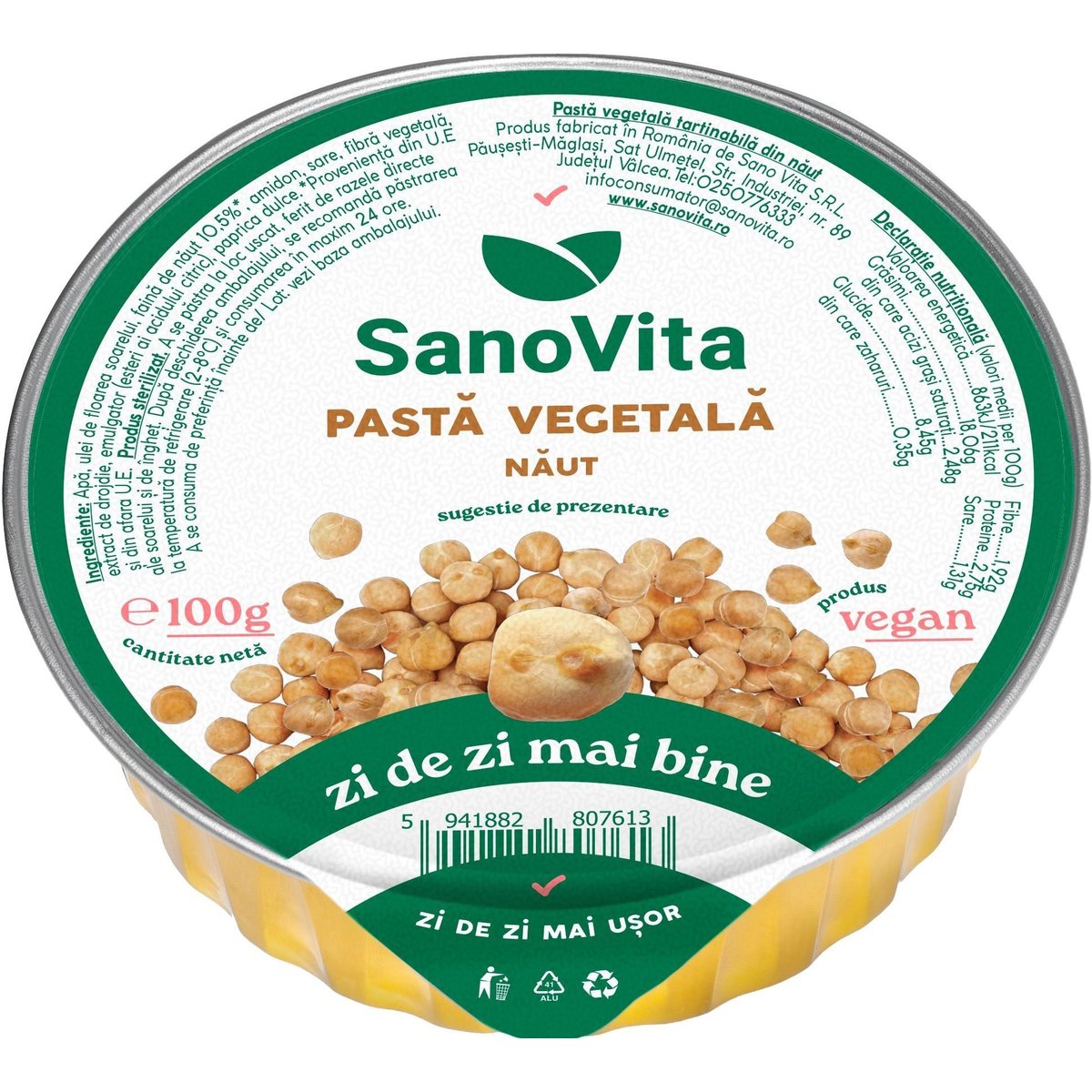 Sanovita Pasta vegetala din naut