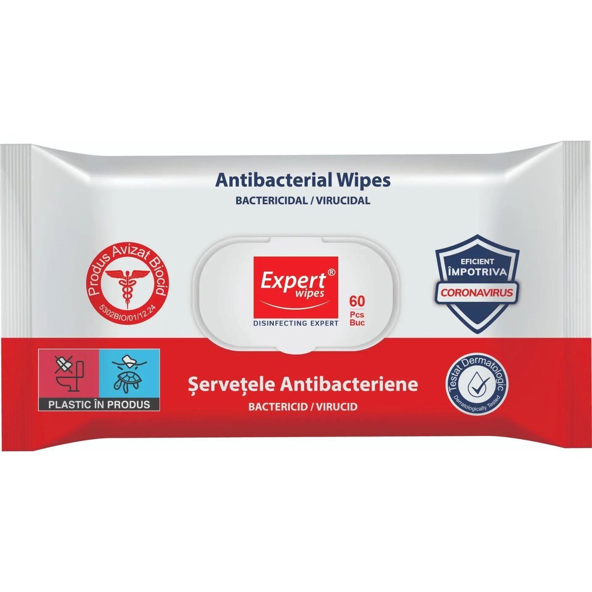 Expert Wipes Servetele umede antibacteriene, classic