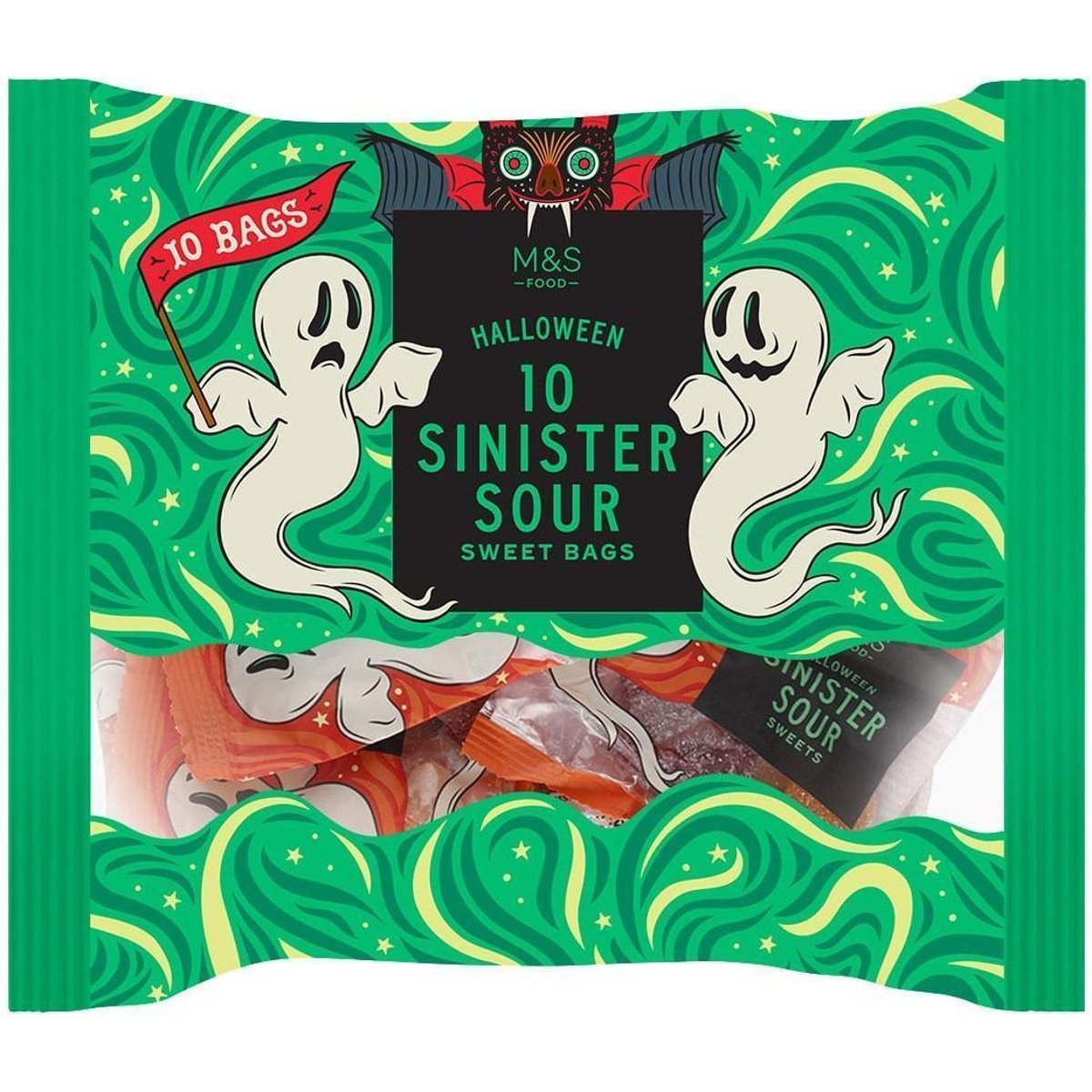 Marks & Spencer 10 pungi cu dulciuri acrisoare cu tematica infricosatoare de Halloween