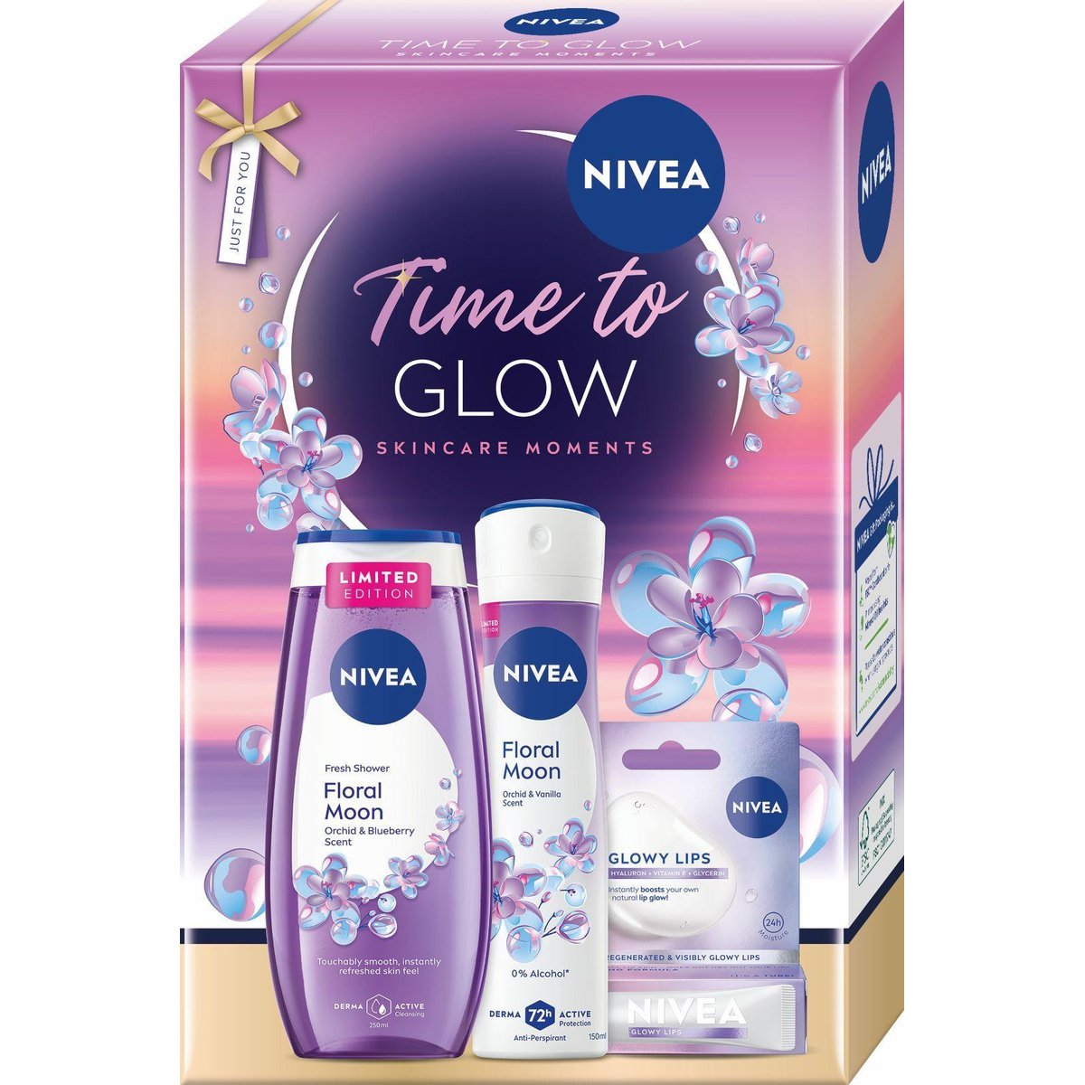 Nivea  Caseta Glow Gel de dus, spray si balsam de buze